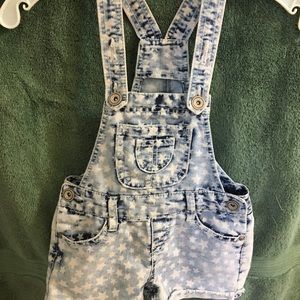 Kids denim star short overalls